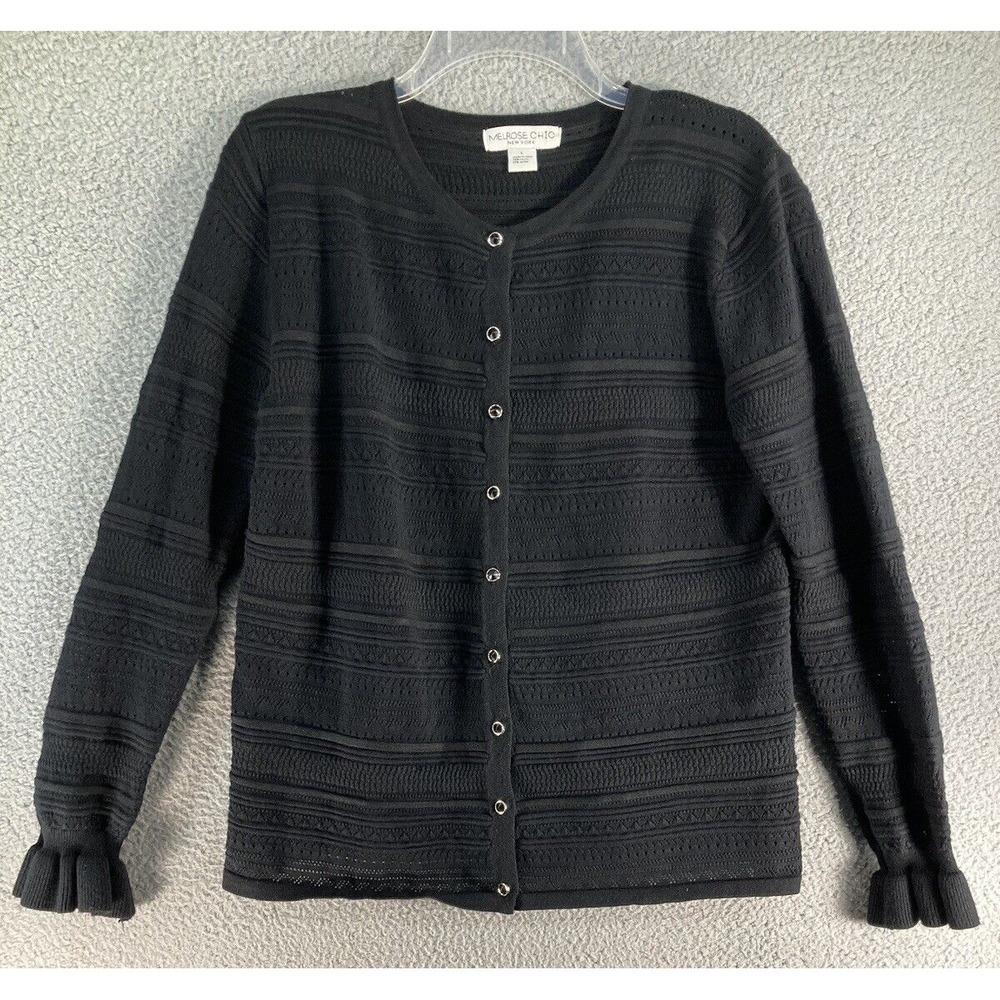 Melrose Chic‎ New York Women's Button Cardigan Sweater Size Large Black